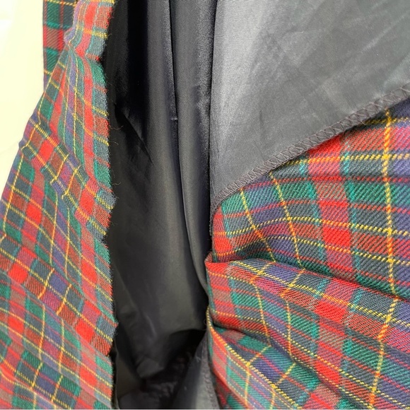 Vintage Wool Plaid Pleated Tartan Skirt Size 16 Edinburgh Made In Scotland Lined - Picture 6 of 9
